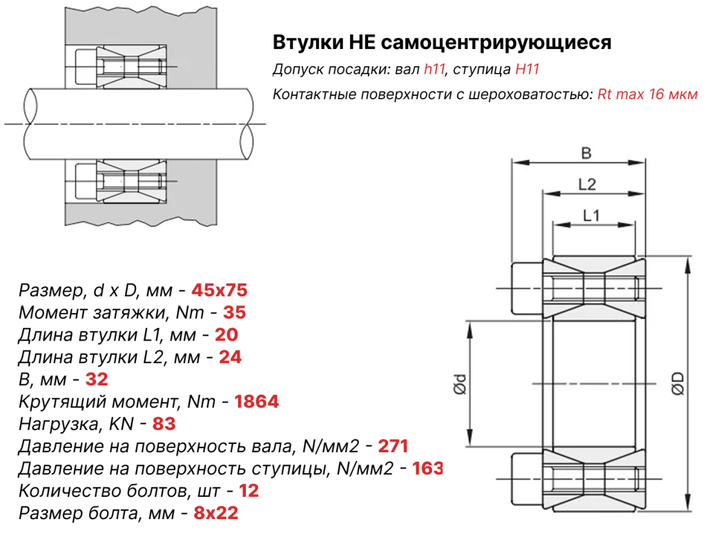 Чертеж втулка зажимная ВК40 45х75 Чертеж втулка зажимная ВК40 45х75